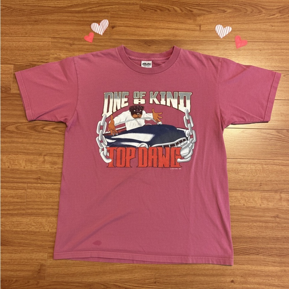 1995 Top Dawg Graphic Hip Hop Baggy “One of a Kind” Burgundy Tee